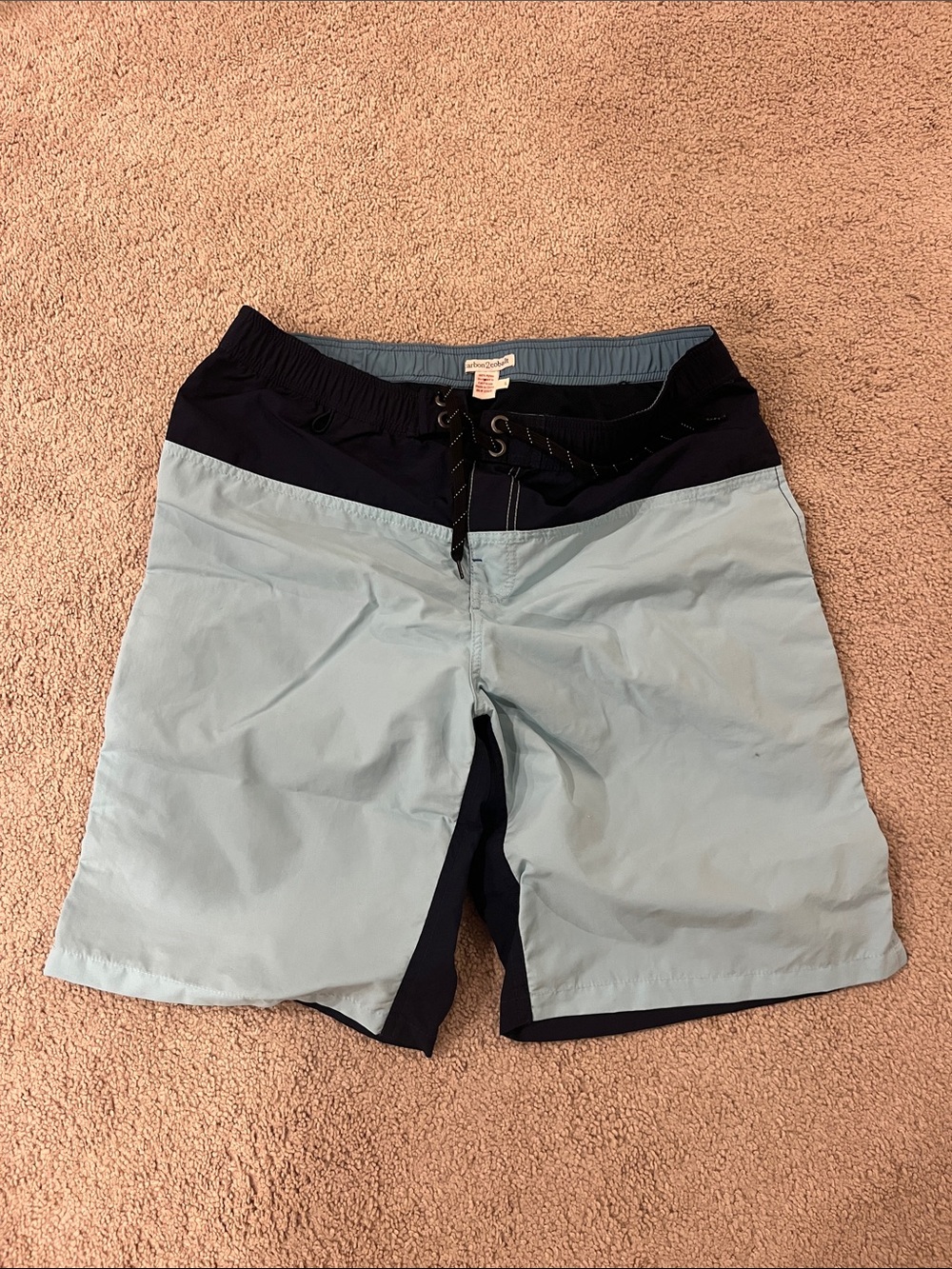 Carbon 2 Cobalt Light Blue & Navy Two-Tone Men’s Swim Board Shorts